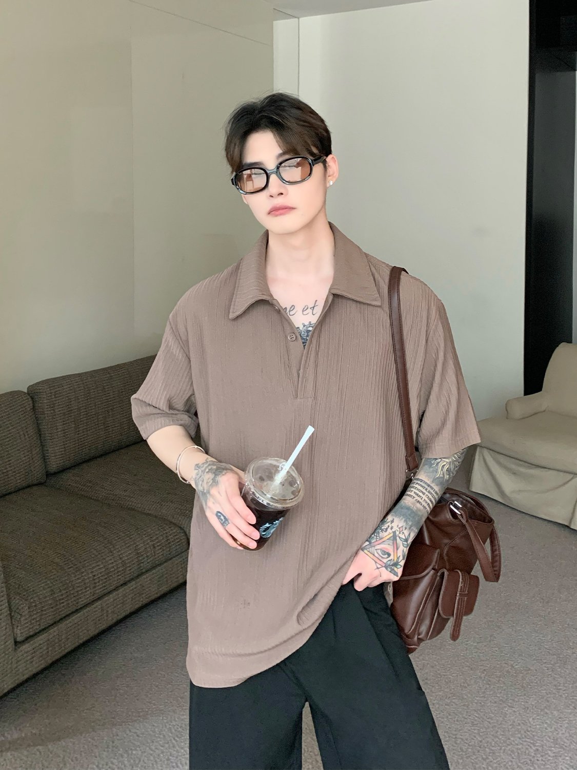 Men's Casual Shirt — Relaxed Point-Collar Short Sleeve — product view 7