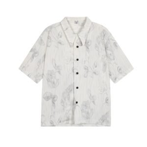 Men's Casual Shirt — White Cuban-Collar Short Sleeve — product view 2