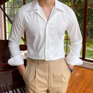 Men's Casual Shirt — Fine-Check Cuban Collar — product view 1