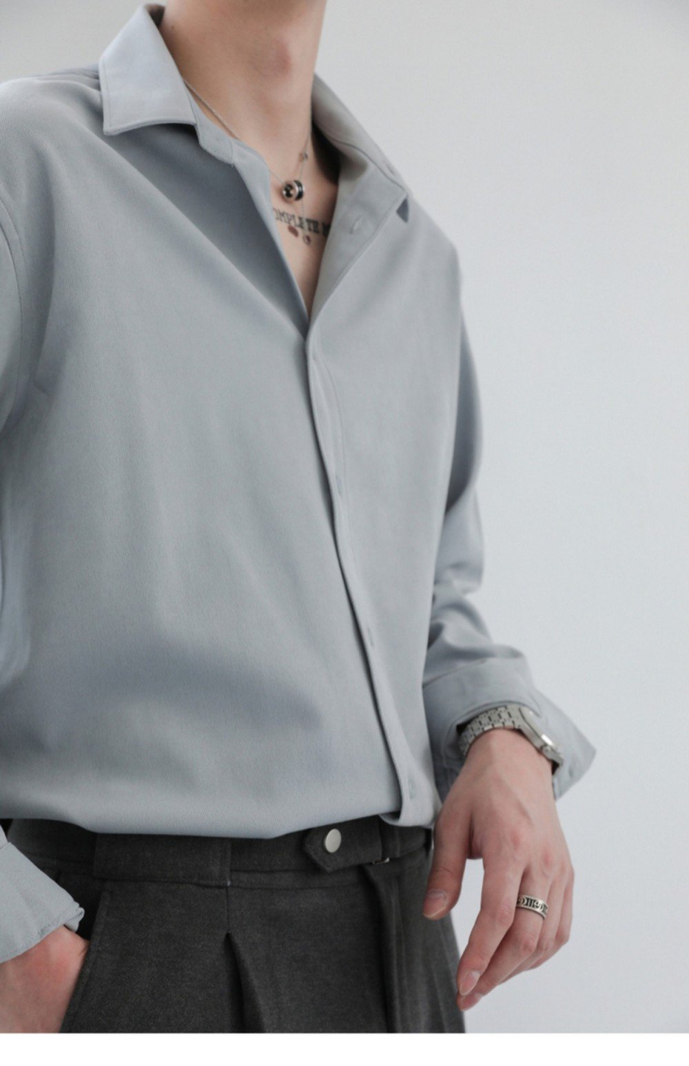 Men's Casual Shirt — Relaxed Stretch Long Sleeve — product view 4