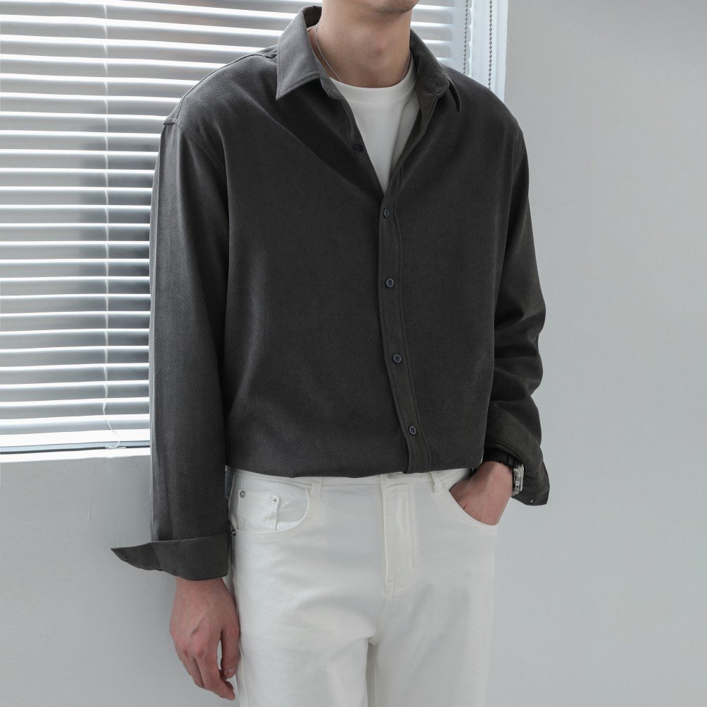Men's Casual Shirt — Relaxed Stretch Long Sleeve — product view 5