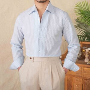Men's Casual Shirt — Cotton Seersucker Open Collar — product view 1