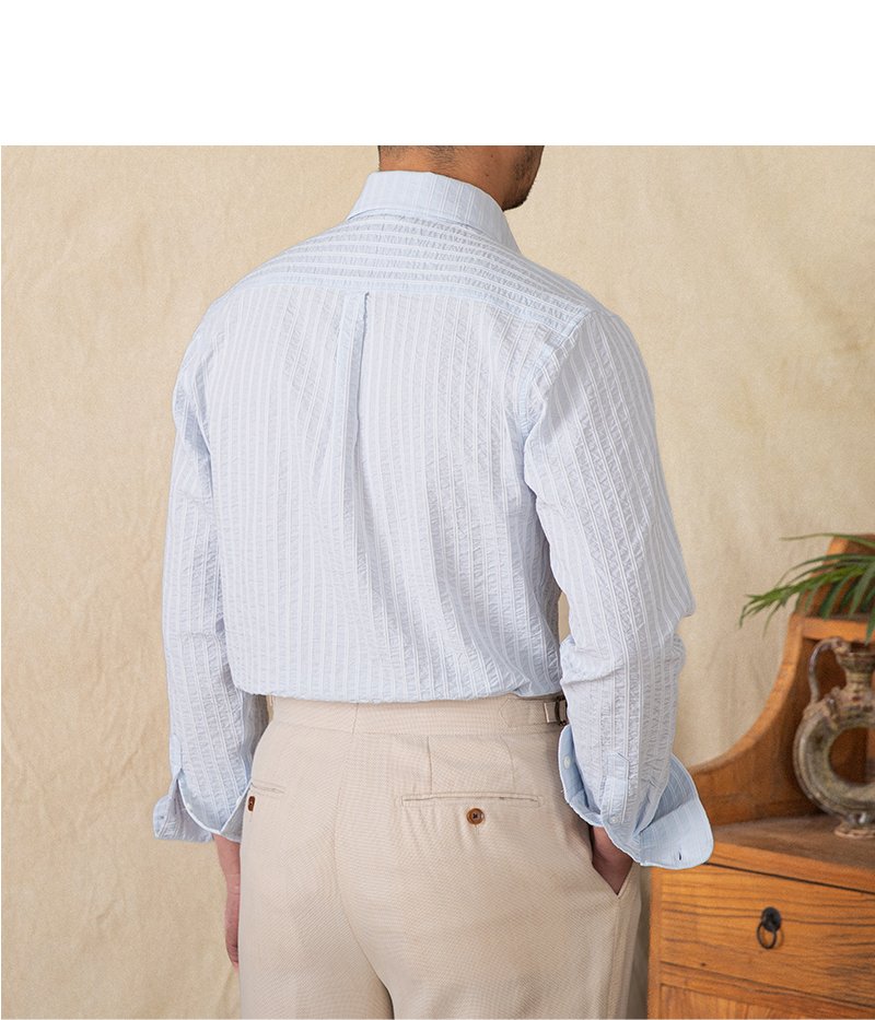Men's Casual Shirt — Cotton Seersucker Open Collar — product view 3