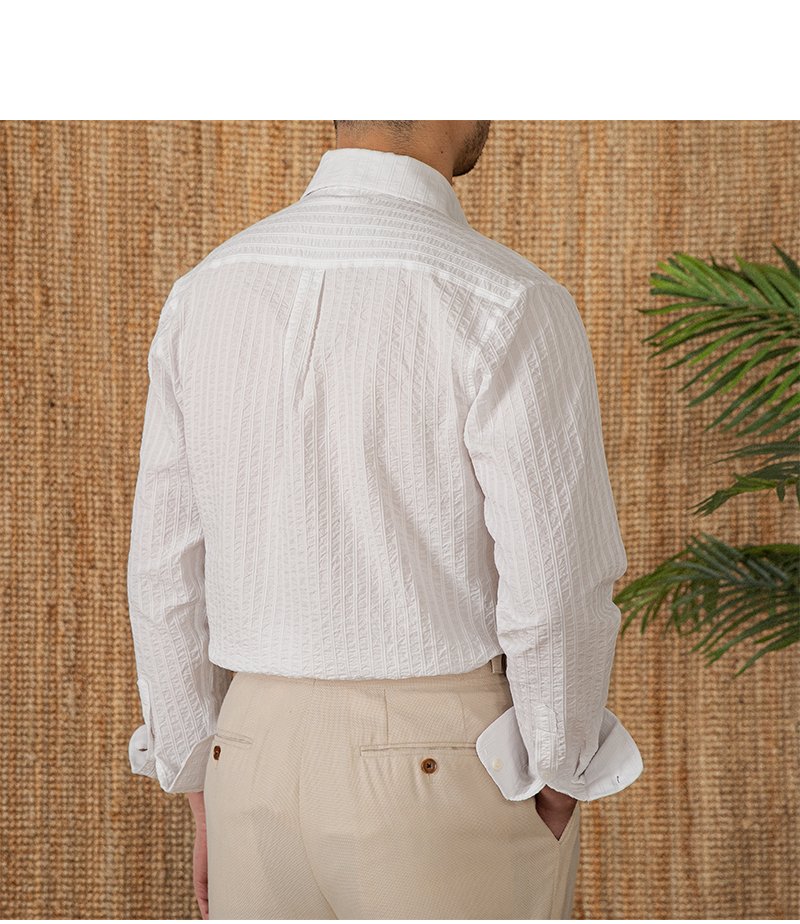 Men's Casual Shirt — Cotton Seersucker Open Collar — product view 7