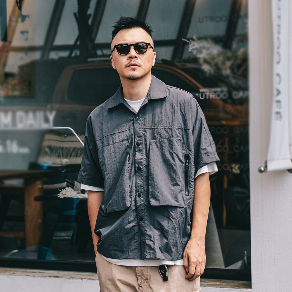 Men's Casual Shirt — Cotton-Blend Utility Short Sleeve — product view 1