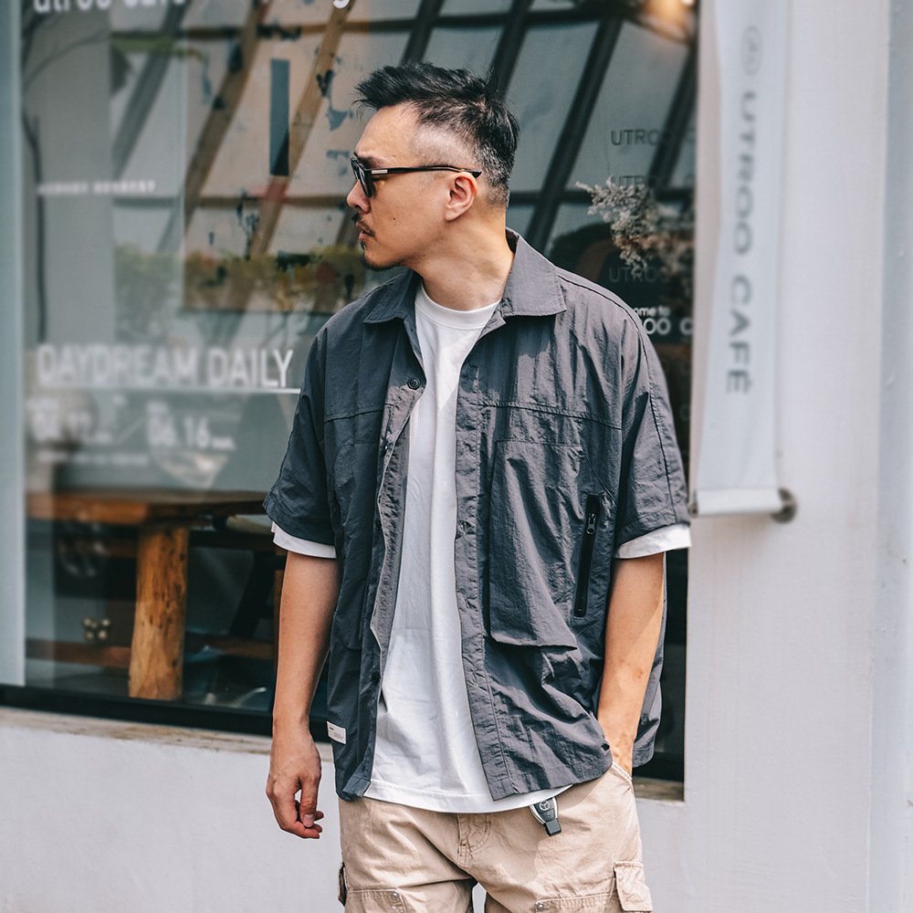 Men's Casual Shirt — Cotton-Blend Utility Short Sleeve — product view 2