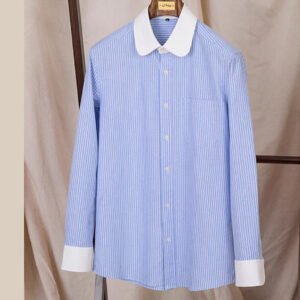 Men's Casual Shirt — Washed Cotton Blue Stripe — product view 5