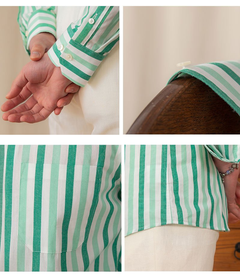 Men's Casual Shirt — Cotton Cuban-Collar Stripe — product view 5