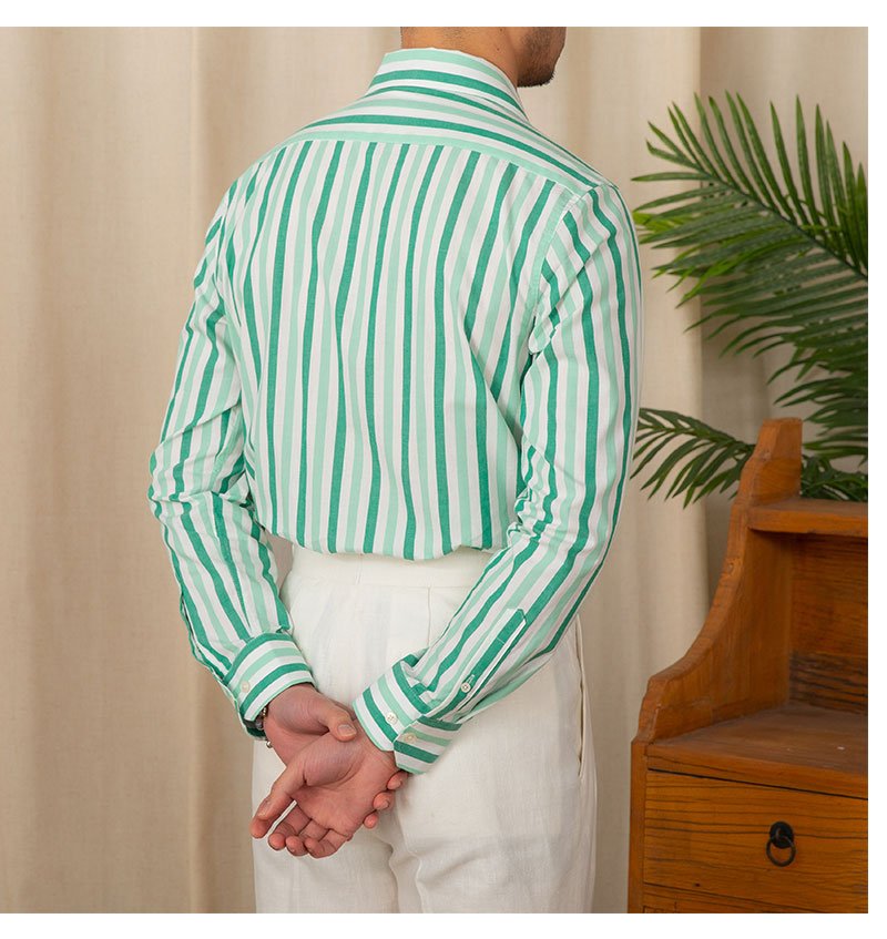 Men's Casual Shirt — Cotton Cuban-Collar Stripe — product view 7